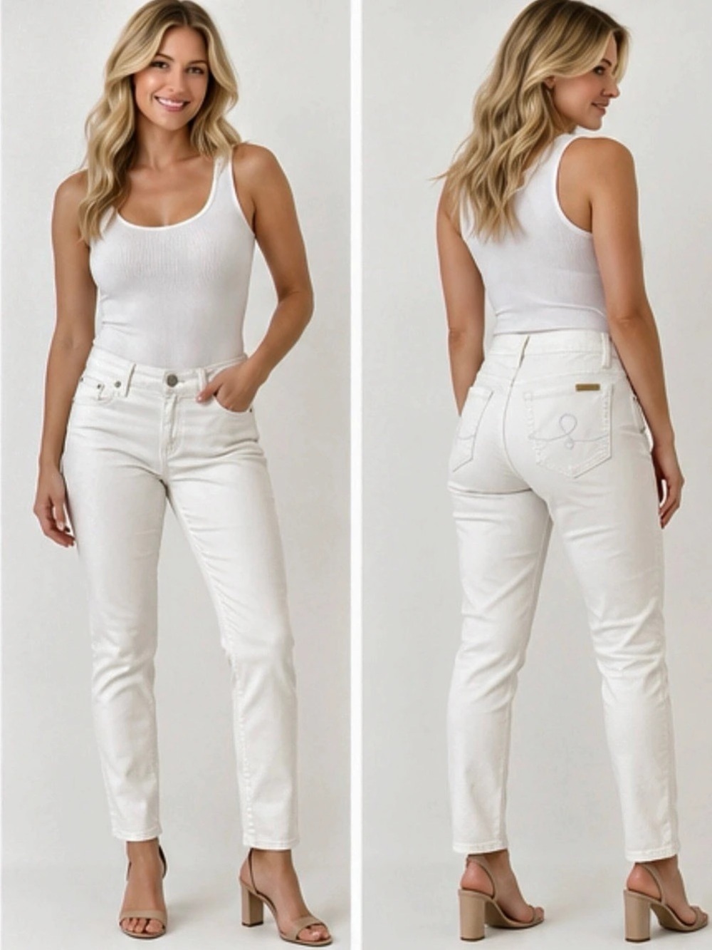 Lilly Pulitzer White Skinny Jeans – Size 4 – Gold Logo Hardware